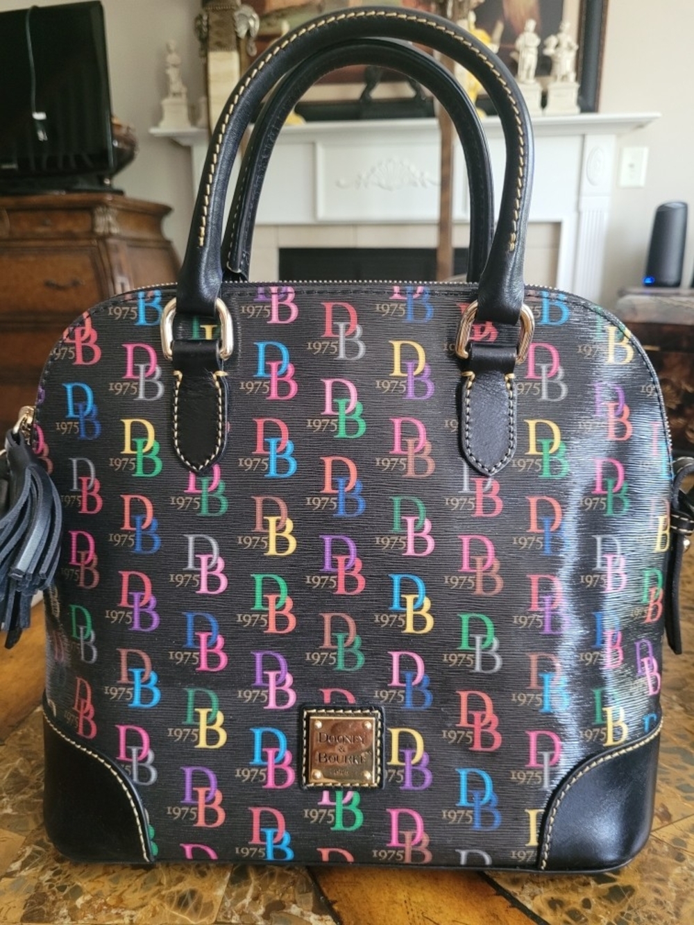 Dooney & Bourke Rainbow DB Logo Satchel - Black